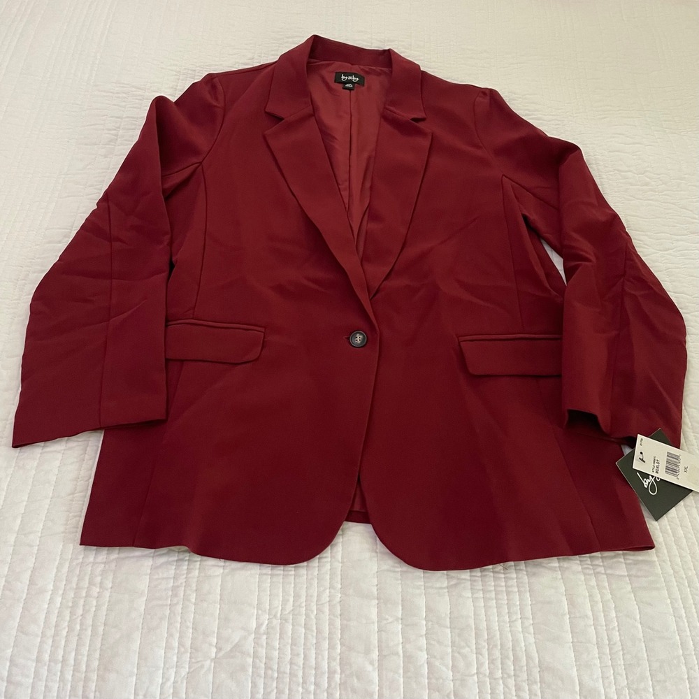 By & By Merlot Burgundy Single Button Blazer Jacket NWT XXL 109567C